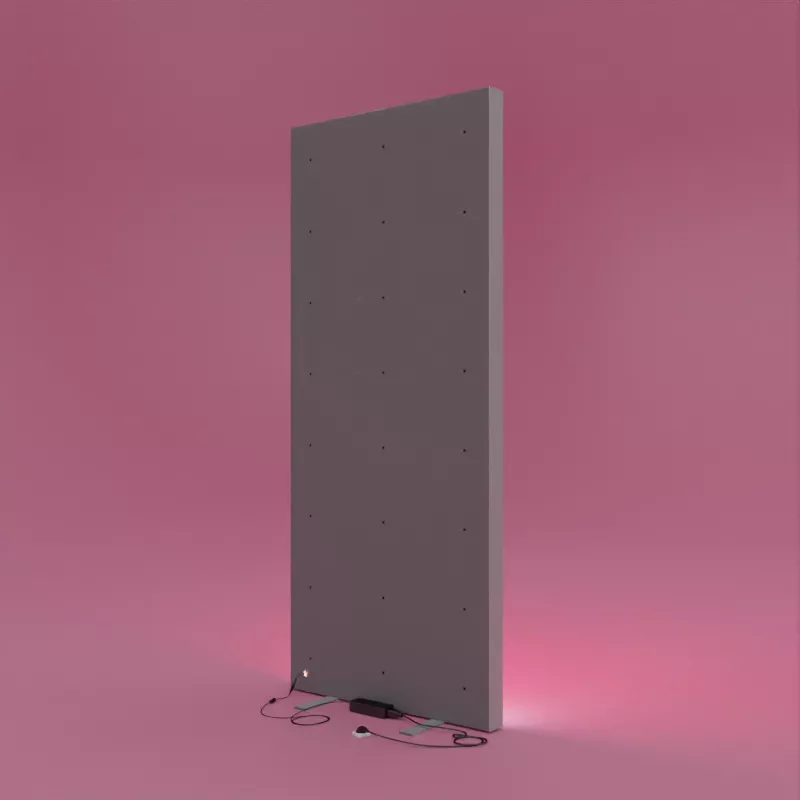 Rückansicht der PIXLIP POP Lightbox 85 × 200 cm mit LED-Modulen und Stromanschluss