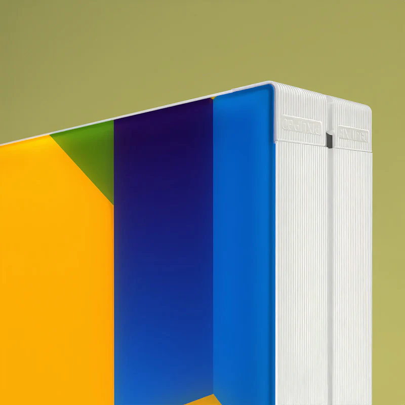 Detailaufnahme eines Spannrahmen-Systems mit Textildruck und Clip-Befestigung für LED Messetheken und Leuchtwände